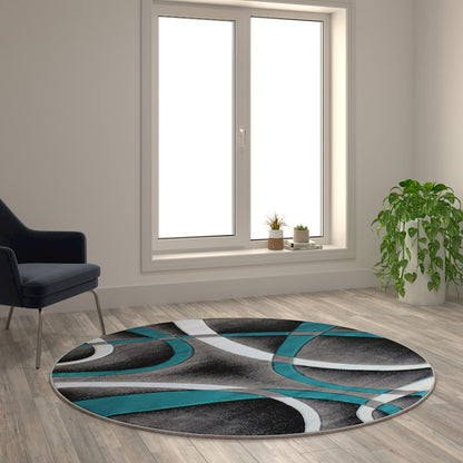 Flash Furniture Atlan 5X5 Abstract Rug, Turquoise