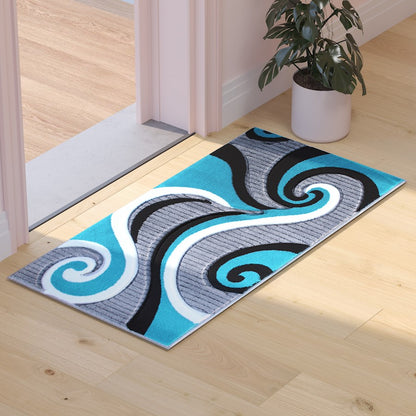 Flash Furniture Athos 2X3 Abstract Rug, Turquoise