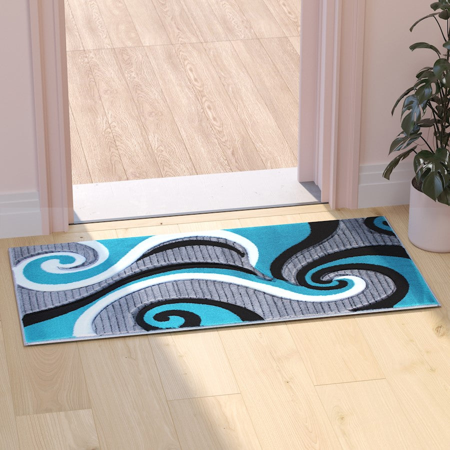 Flash Furniture Athos 2X3 Abstract Rug, Turquoise