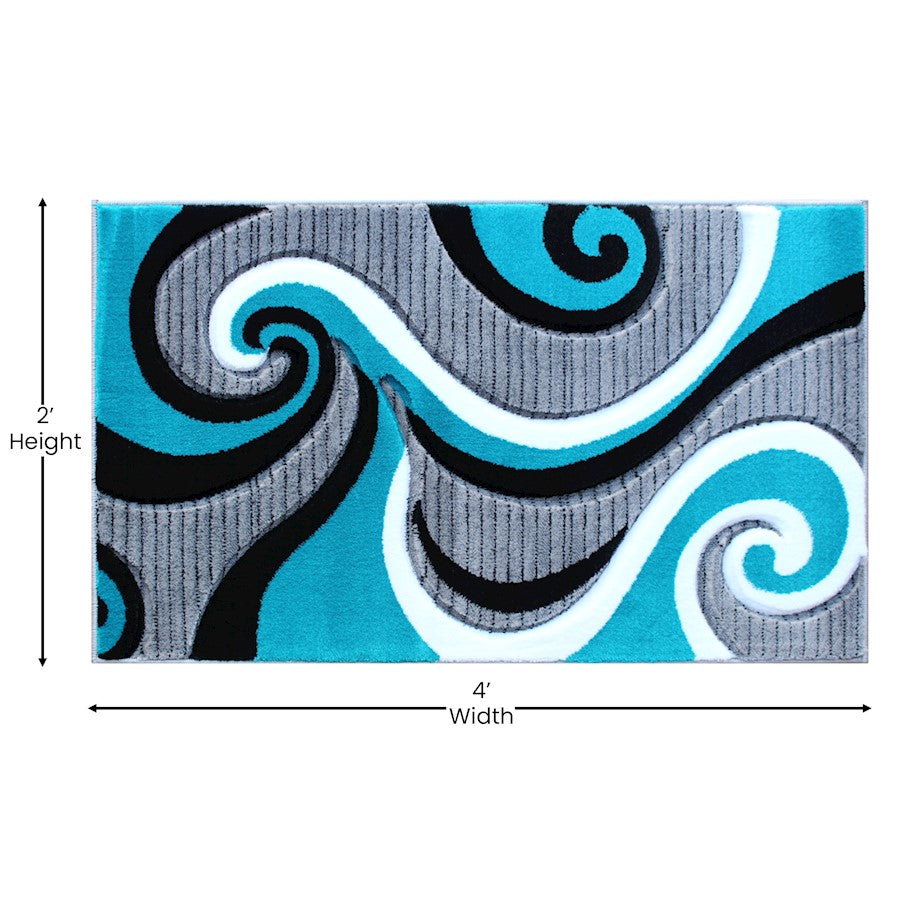 Flash Furniture Athos 2X3 Abstract Rug, Turquoise