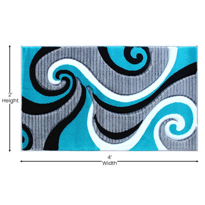 Flash Furniture Athos 2X3 Abstract Rug, Turquoise