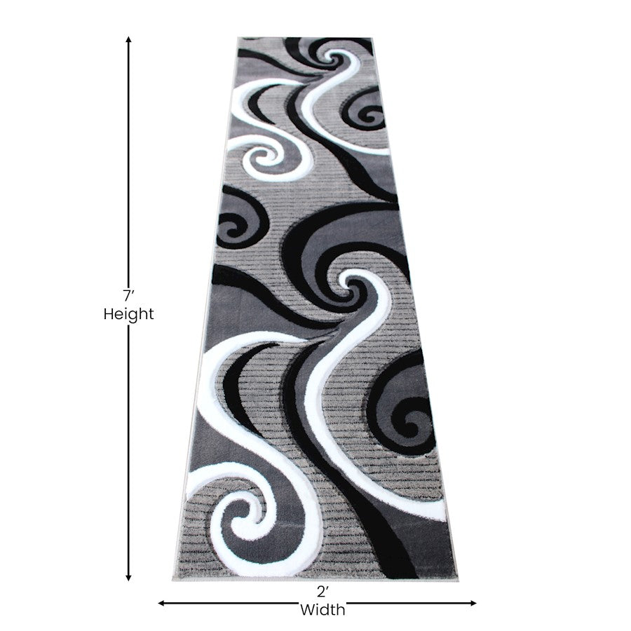 Flash Furniture Athos 2X7 Abstract Rug, Grey