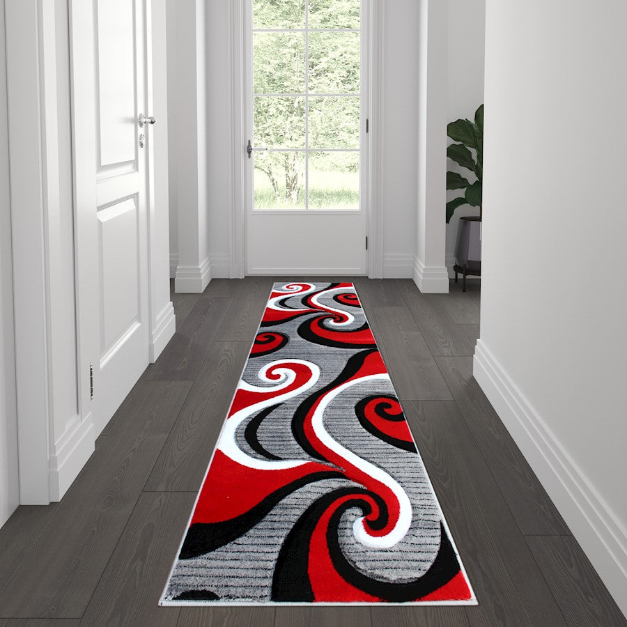 Flash Furniture Athos 2X7 Abstract Rug, Red