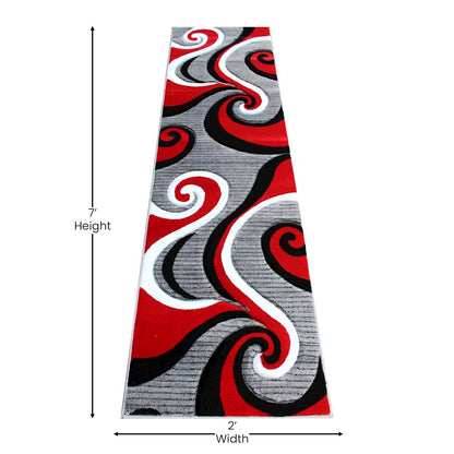 Flash Furniture Athos 2X7 Abstract Rug, Red