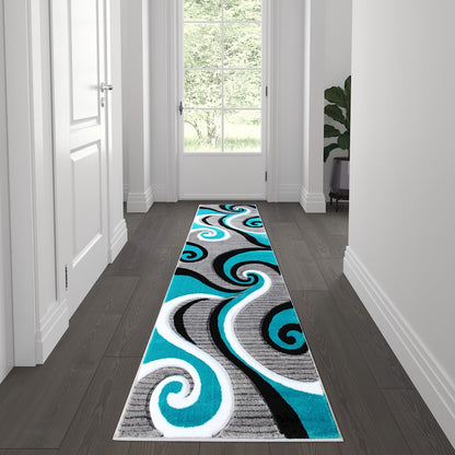 Flash Furniture Athos 2X7 Abstract Rug, Turquoise