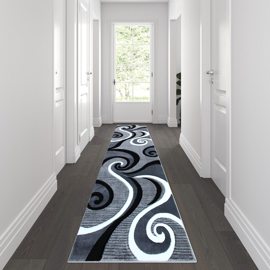 Flash Furniture Athos 3X10 Abstract Rug, Grey