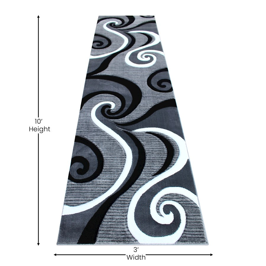 Flash Furniture Athos 3X10 Abstract Rug, Grey