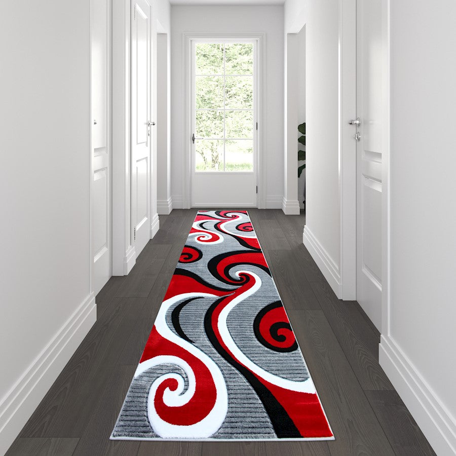 Flash Furniture Athos 3X10 Abstract Rug, Red
