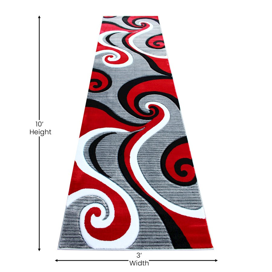 Flash Furniture Athos 3X10 Abstract Rug, Red