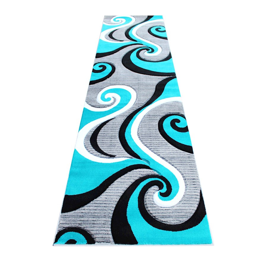 Flash Furniture Athos 3X10 Abstract Rug, Turquoise