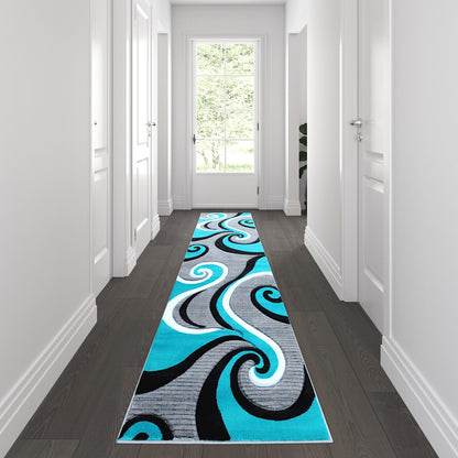 Flash Furniture Athos 3X10 Abstract Rug, Turquoise