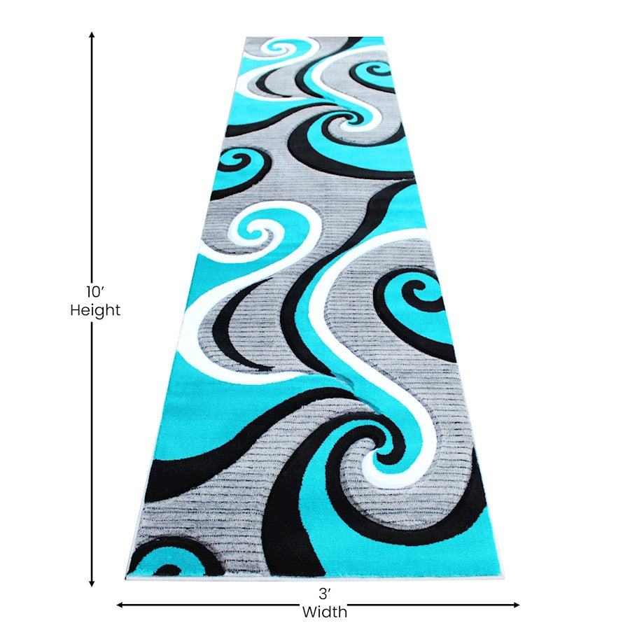 Flash Furniture Athos 3X10 Abstract Rug, Turquoise