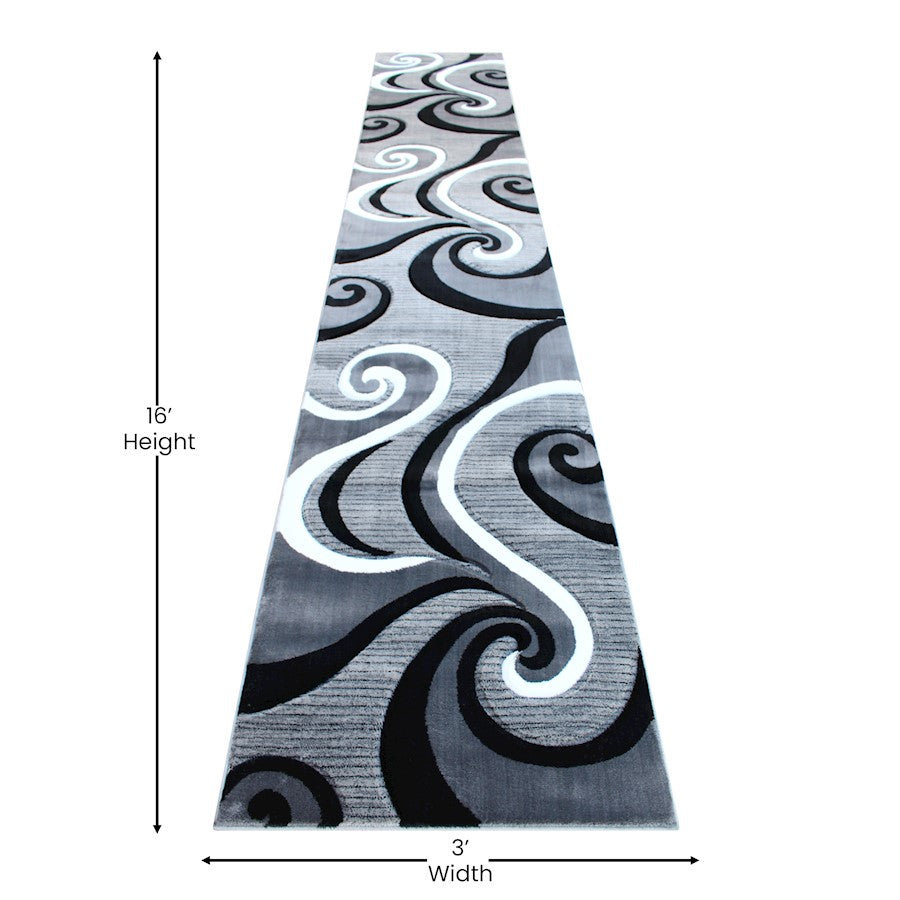 Flash Furniture Athos 3X16 Abstract Rug, Grey