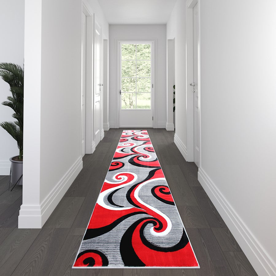 Flash Furniture Athos 3X16 Abstract Rug, Red