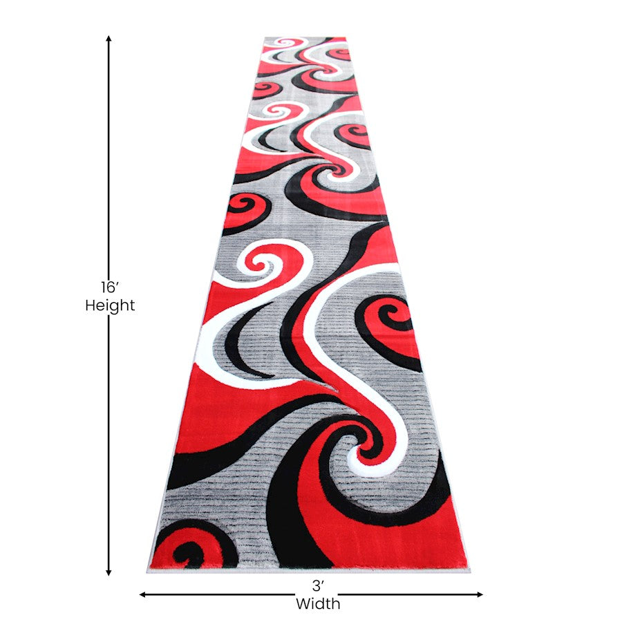 Flash Furniture Athos 3X16 Abstract Rug, Red