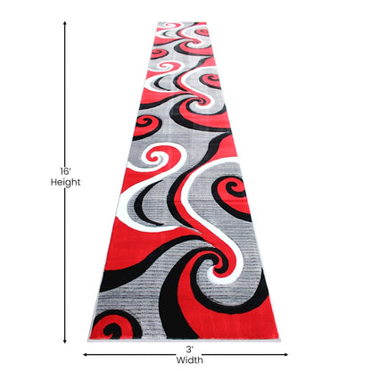 Flash Furniture Athos 3X16 Abstract Rug, Red