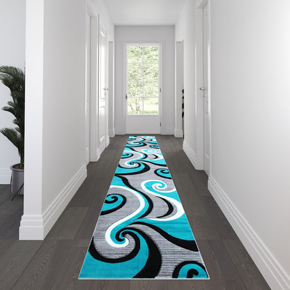 Flash Furniture Athos 3X16 Abstract Rug, Turquoise