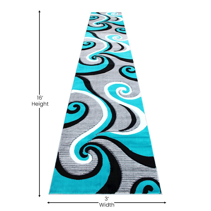 Flash Furniture Athos 3X16 Abstract Rug, Turquoise