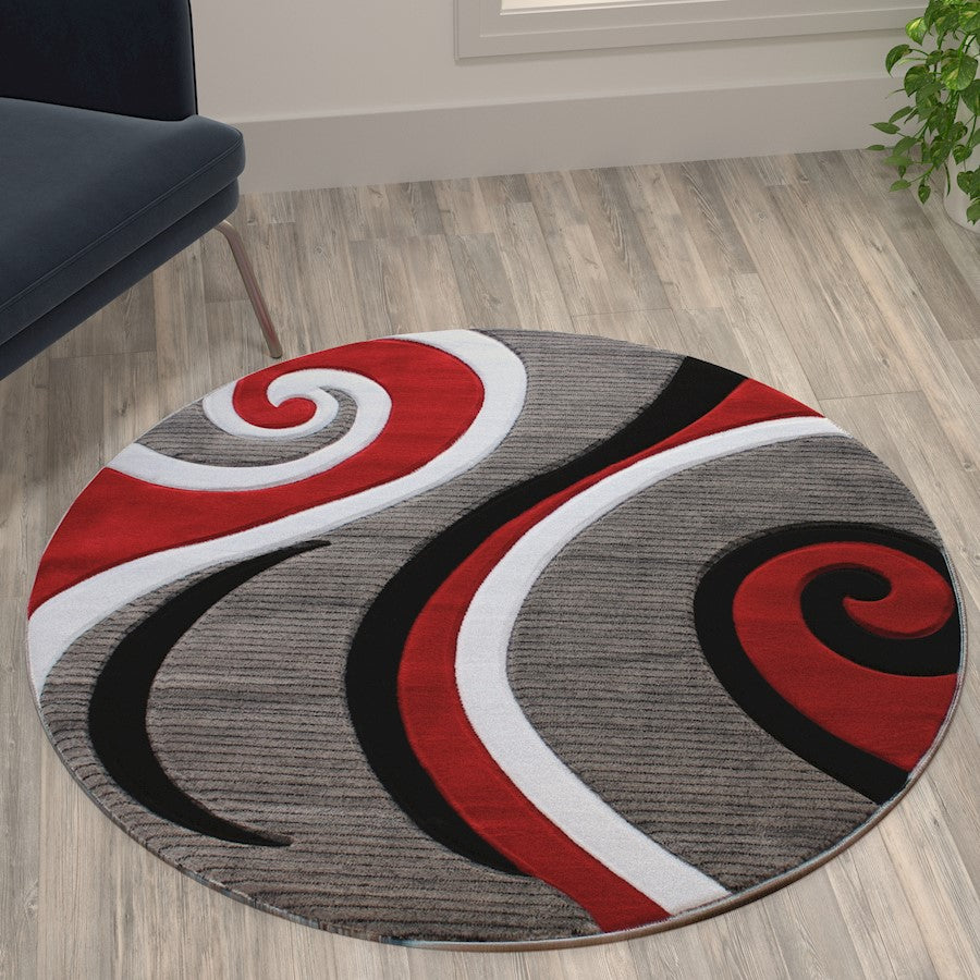 Flash Furniture Athos 4X4 Abstract Rug, Red