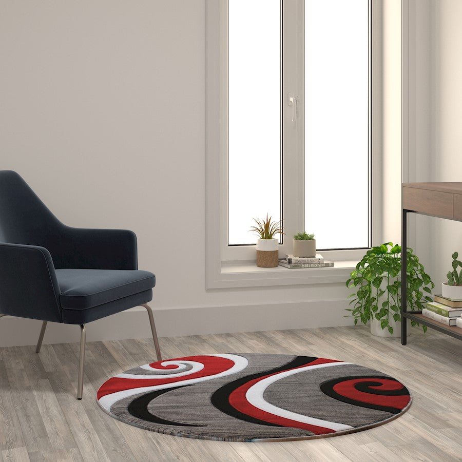 Flash Furniture Athos 4X4 Abstract Rug, Red