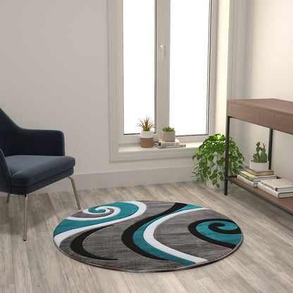 Flash Furniture Athos 4X4 Abstract Rug, Turquoise