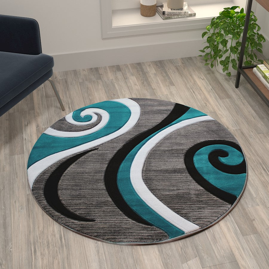 Flash Furniture Athos 4X4 Abstract Rug, Turquoise