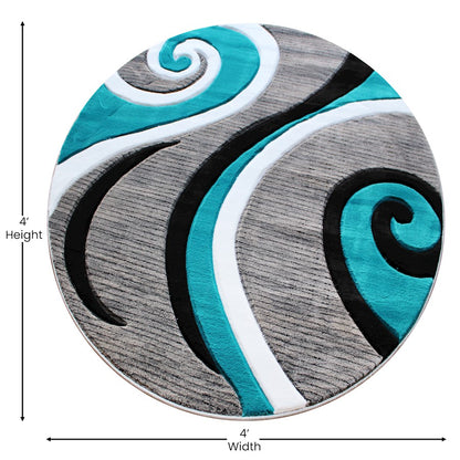Flash Furniture Athos 4X4 Abstract Rug, Turquoise