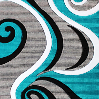 Flash Furniture Athos 5X7 Abstract Rug, Turquoise