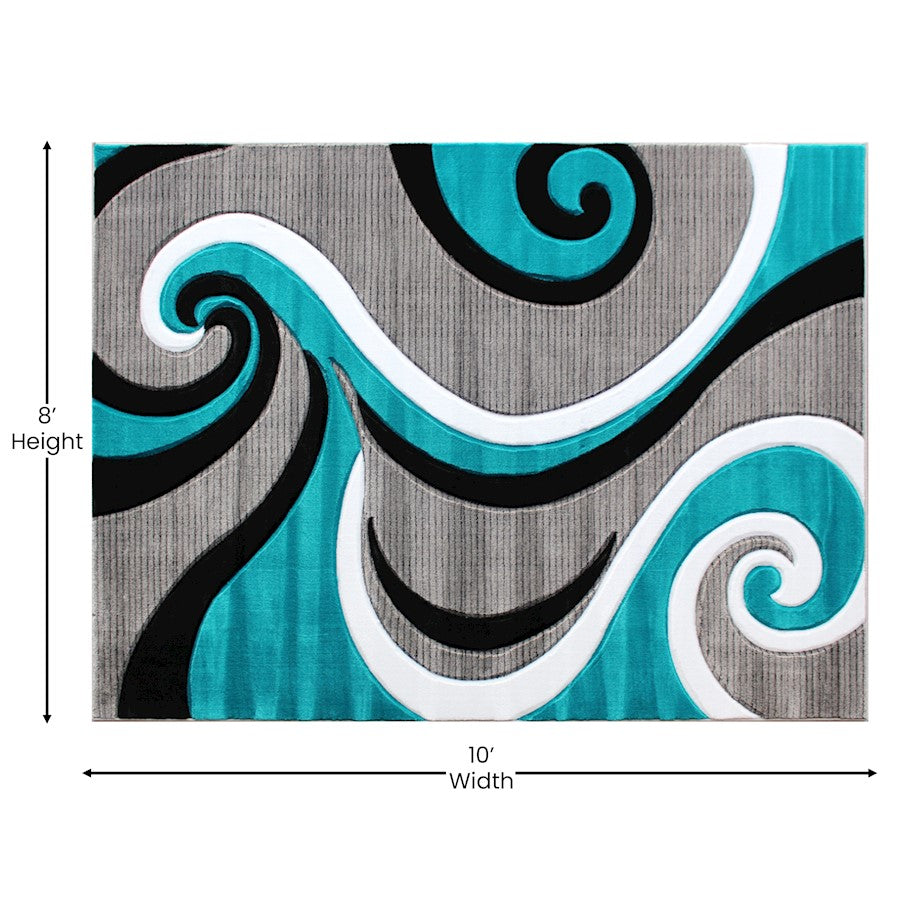 Flash Furniture Athos 8X10 Abstract Rug, Turquoise