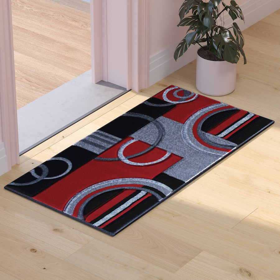 Flash Furniture Audra 2X3 Geometric Rug, Red