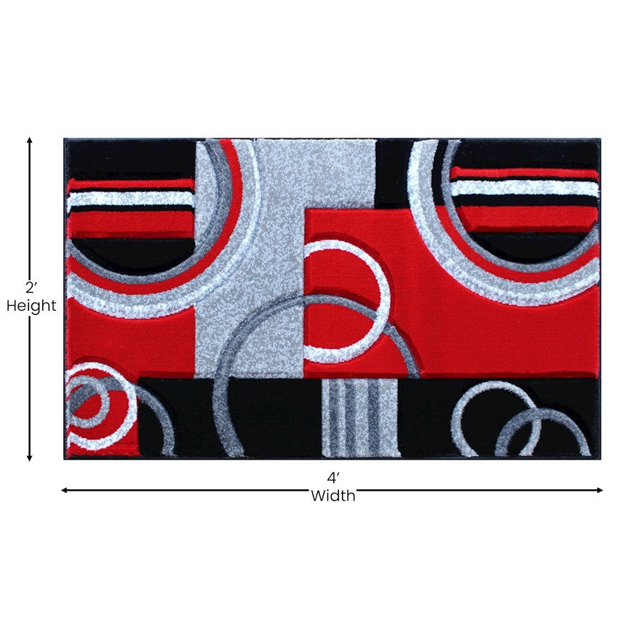 Flash Furniture Audra 2X3 Geometric Rug, Red