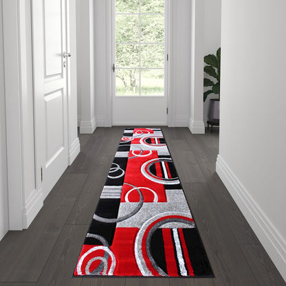 Flash Furniture Audra 2X7 Geometric Rug, Red