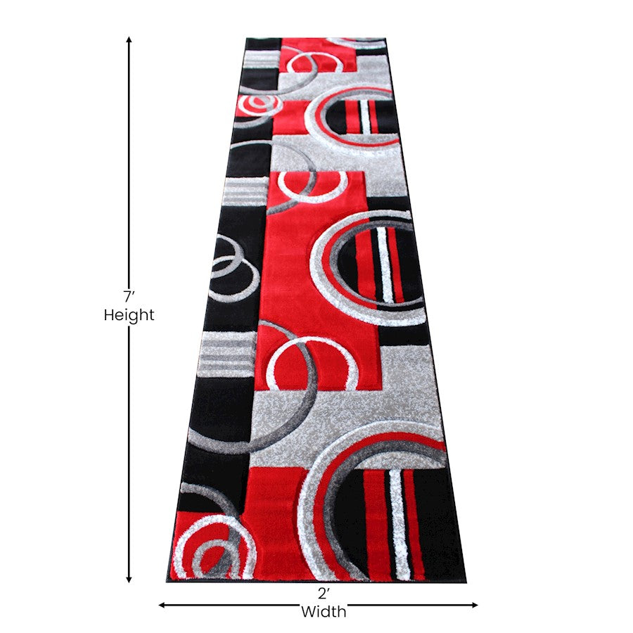Flash Furniture Audra 2X7 Geometric Rug, Red