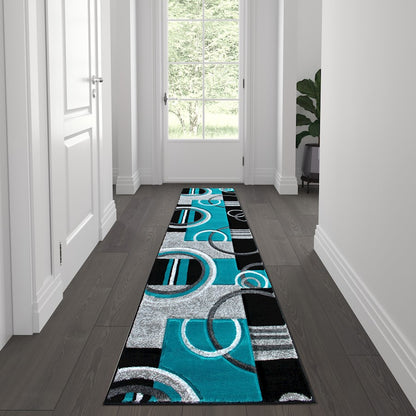 Flash Furniture Audra 2X7 Geometric Rug, Turquoise