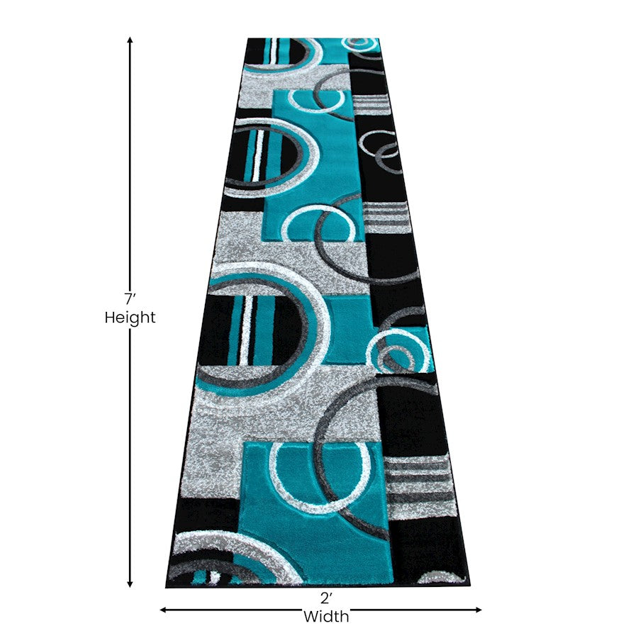 Flash Furniture Audra 2X7 Geometric Rug, Turquoise