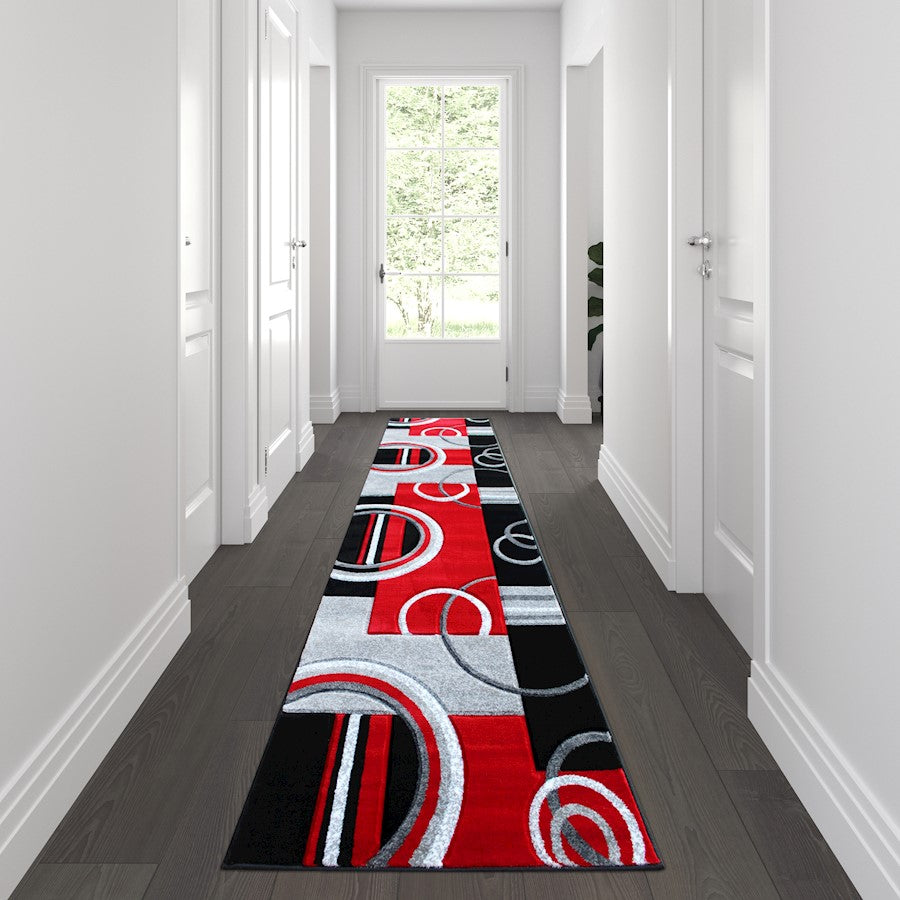 Flash Furniture Audra 3X10 Geometric Rug, Red