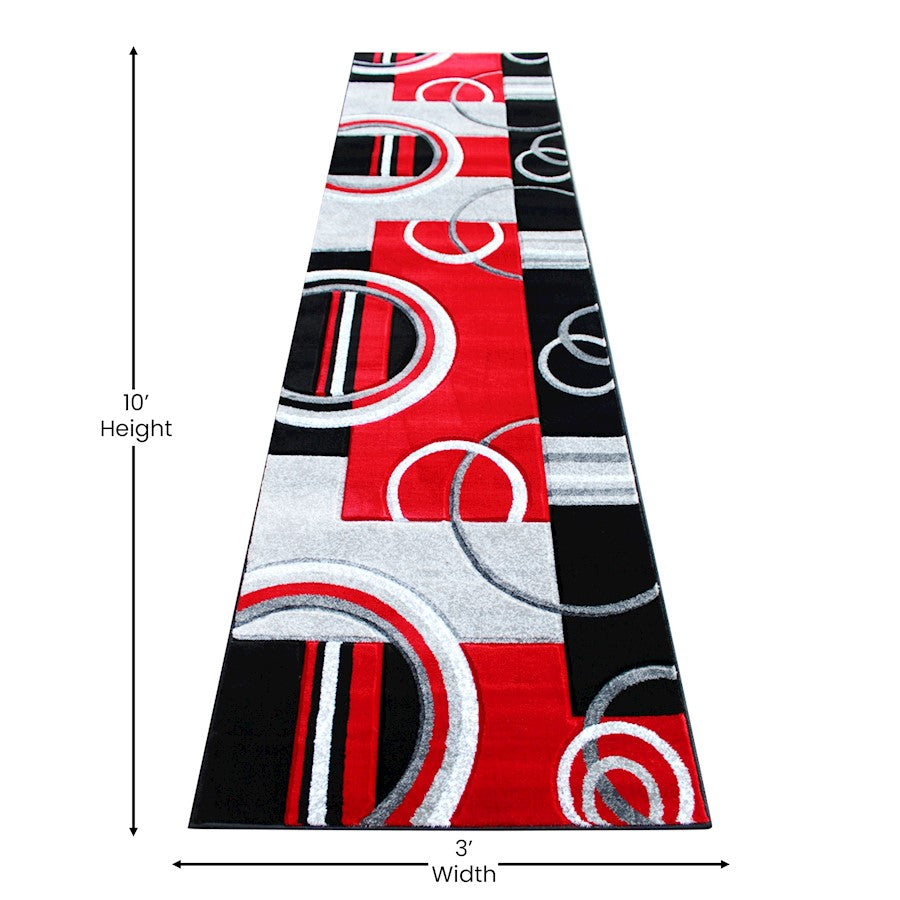 Flash Furniture Audra 3X10 Geometric Rug, Red