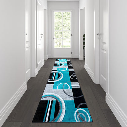 Flash Furniture Audra 3X10 Geometric Rug, Turquoise