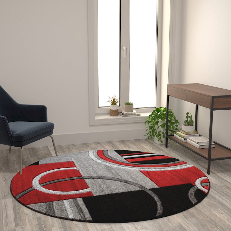 Flash Furniture Audra 5X5 Geometric Rug, Red