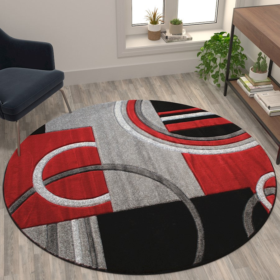 Flash Furniture Audra 5X5 Geometric Rug, Red