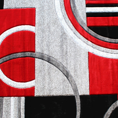 Flash Furniture Audra 5X5 Geometric Rug, Red