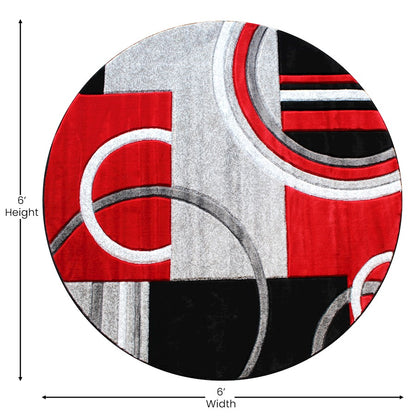 Flash Furniture Audra 5X5 Geometric Rug, Red
