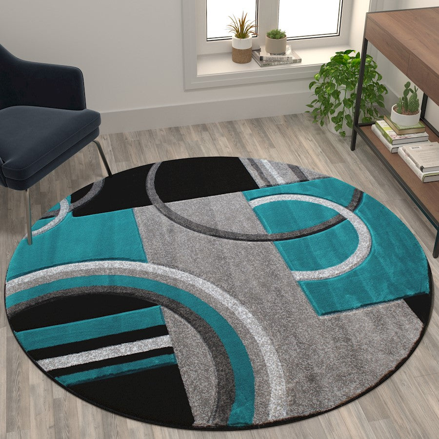 Flash Furniture Audra 5X5 Geometric Rug, Turquoise