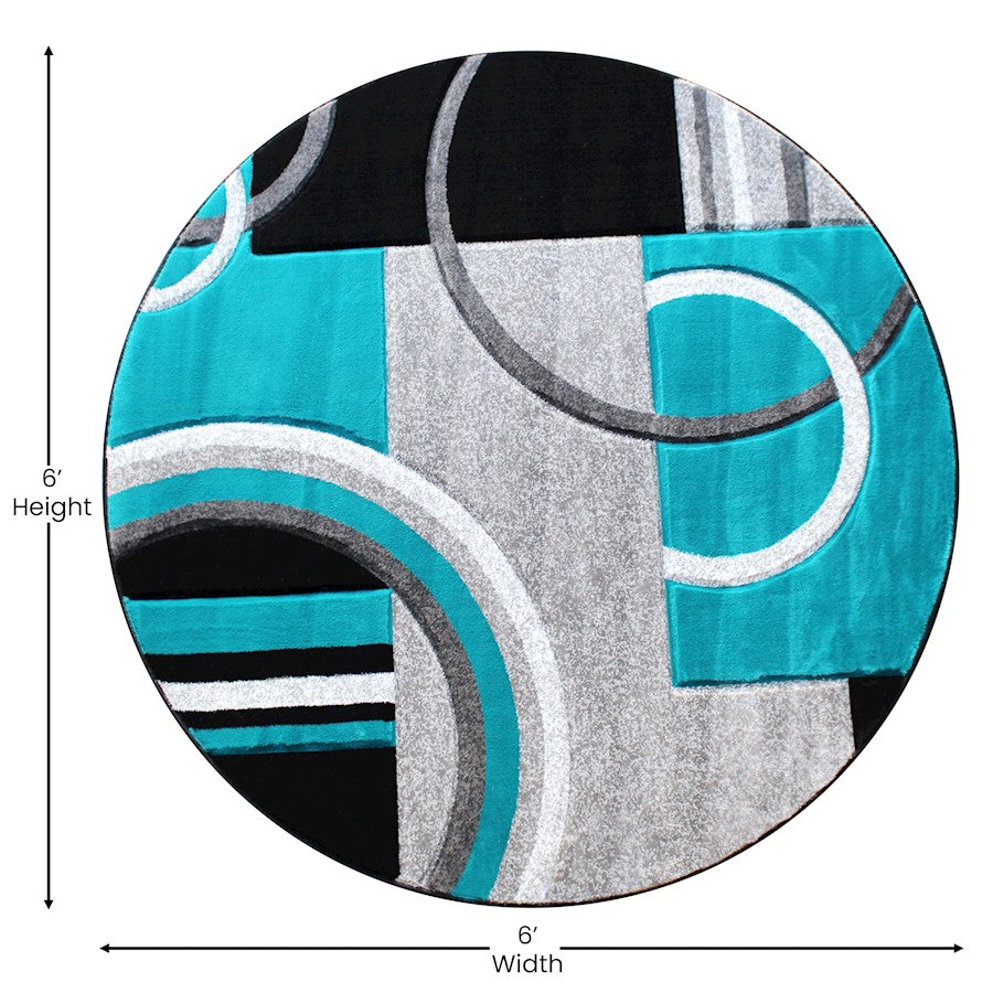 Flash Furniture Audra 5X5 Geometric Rug, Turquoise