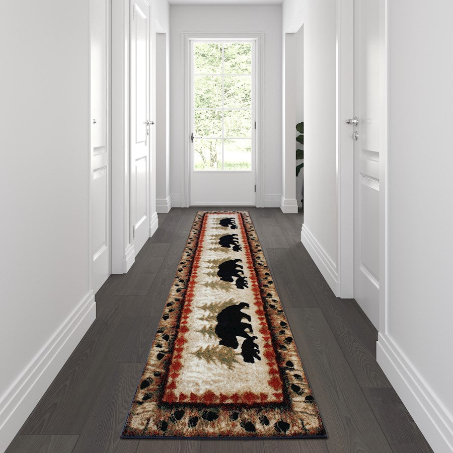 Flash Furniture Ursus 3' X 10' Bear/Cub Area Rug, Brown