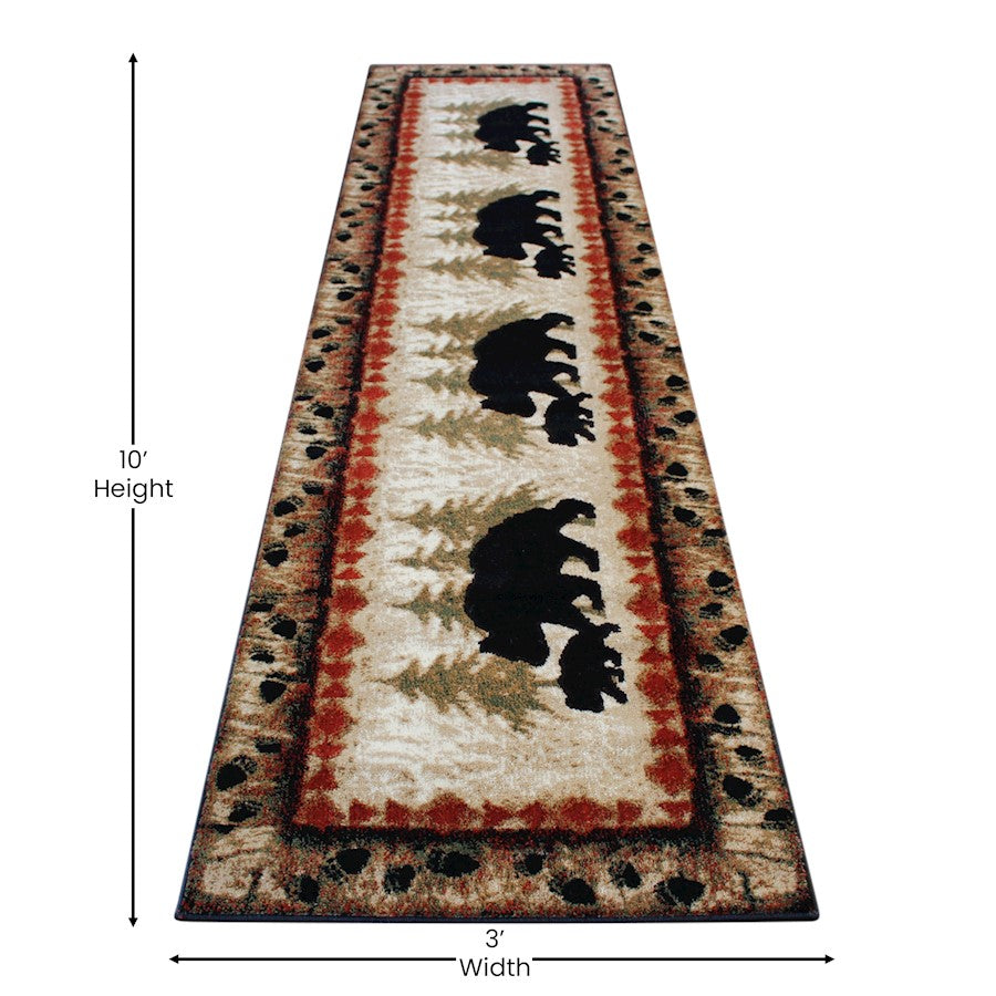 Flash Furniture Ursus 3' X 10' Bear/Cub Area Rug, Brown