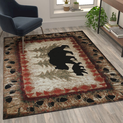 Flash Furniture Ursus 5' X 7' Bear And Cub Area Rug, Brown