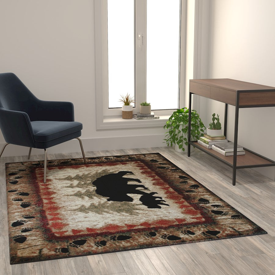Flash Furniture Ursus 5' X 7' Bear And Cub Area Rug, Brown