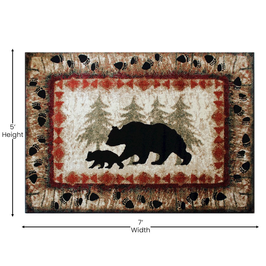 Flash Furniture Ursus 5' X 7' Bear And Cub Area Rug, Brown