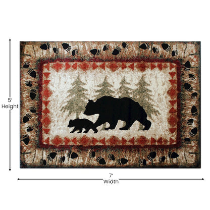 Flash Furniture Ursus 5' X 7' Bear And Cub Area Rug, Brown